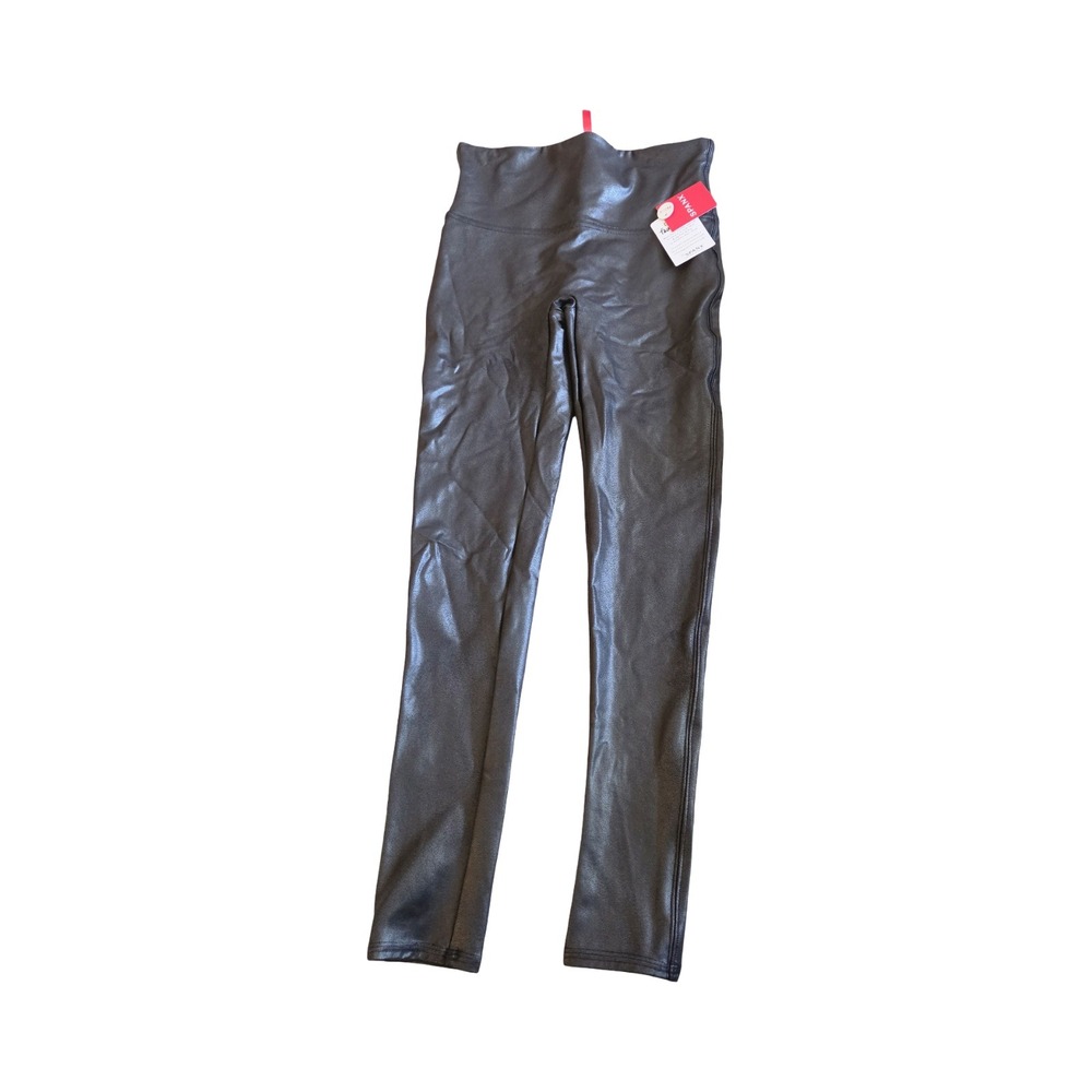 Spanx Faux Leather Leggings Very Black Petite Medium NWT